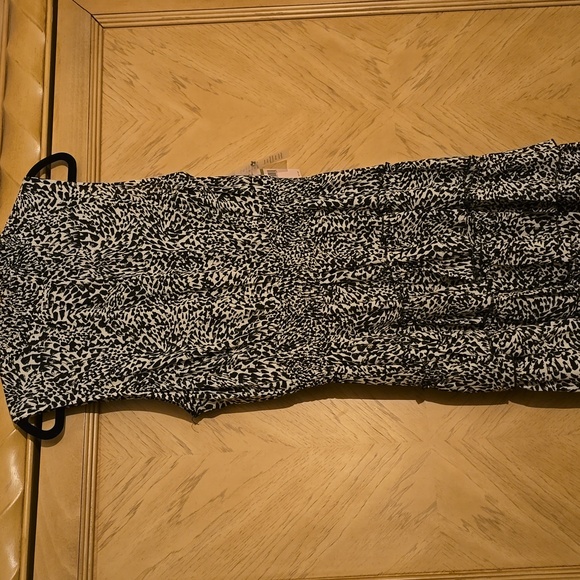 Nanette Lepore Sleeveless Ruffle Tiered Mini Dress. Black Cream 654-1 Print - Picture 2 of 12